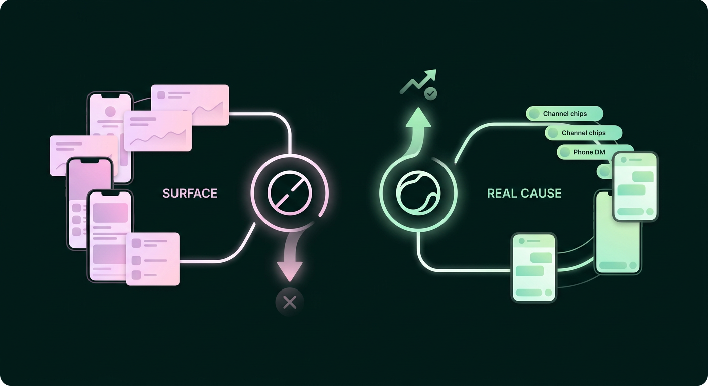 Illustration: Surface vs. Real Cause: It’s Not Your Ads, It’s Your Channel